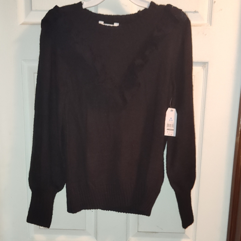 Time and Tru Black V-Neck Sweater